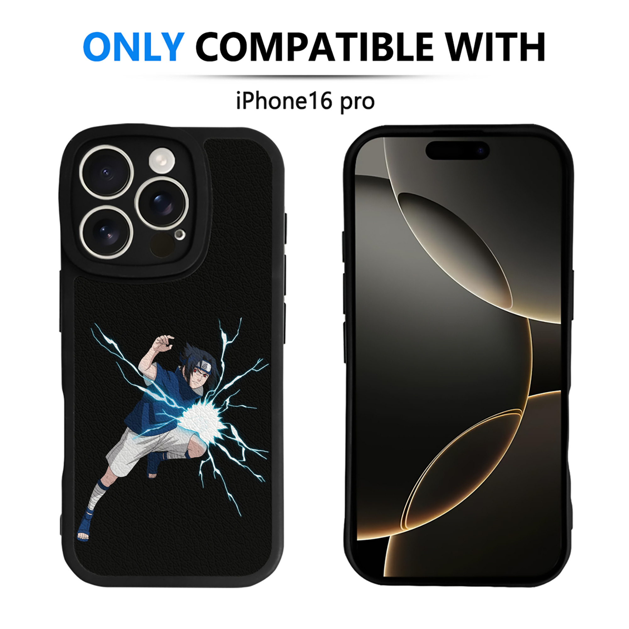 （画像用） NARUTO -ナルト- うちは サスケ Uchiha Sasuke 【iPhone 16シリーズ対応】シリコンスマホケース（レザー調） 材質：シリコン